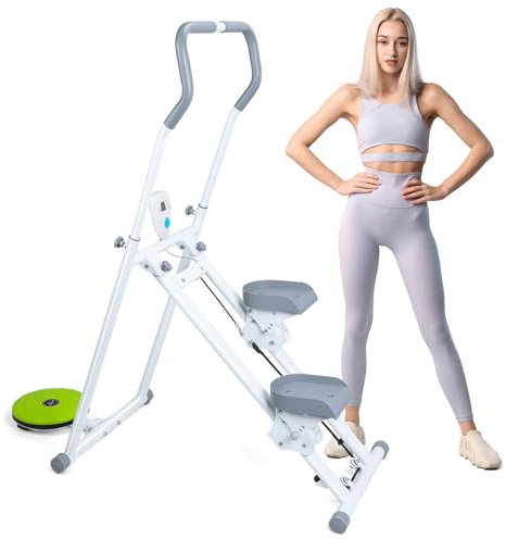 Stair Stepper für Home Gym Übung, Vertical Climber Maschine für Ganzkörper-Workout, Kompakte Faltbare Cardio Climber mit erweiterter Schrittweite, verstellbare Lenker & Pedale (weiß)