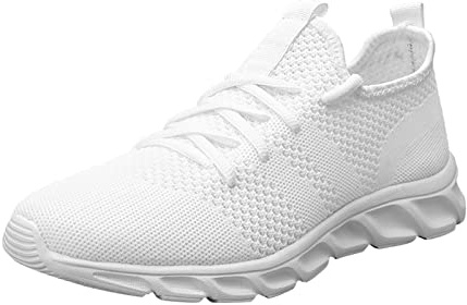 Xbemkste Chaussures de loisirs en maille unie pour homme - Confortables et respirantes - Avec semelle souple, Blanc., 39.5 EU