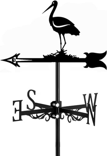 Girouette, Oiseau Volant et Animal Domestique, décoration extérieure pour Toit de Jardin, décoration de Cour, Indiquant la Direction du Vent, Outils de Mesure - Cigogne
