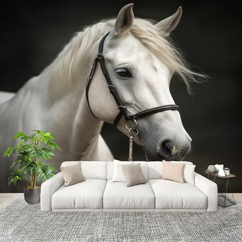 Mural Papel Pintado 3D 350x256cm PatróN De Caballo Animal Fotomurales Tejido No Tejido Antiarrugas Póster Oscuro Murales Fotográfico Moderno Decoración de Paredes