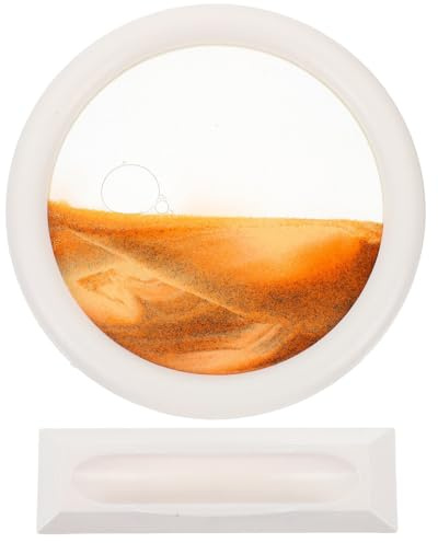 YARNOW Peinture sur Sable 3D Cadre Blanc 13 CM Sablier de Sable Mouvant Jaune Décoration de Bureau et Maison Ornement Artistique Fluide pour Détente et Présent Élégant
