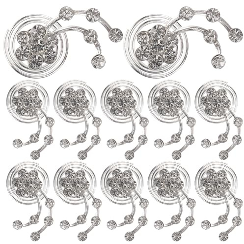 ULTECHNOVO Lot de 12 Pinces à Cheveux Spirale en Strass Argenté Accessoires Capillaires pour Mariage et Bal Ornements Décoratifs pour Coiffure de Mariée Fourniture Élégante pour Femmes
