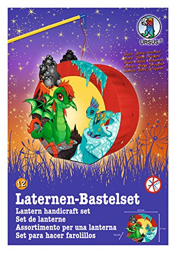 Ursus 18710012F - Laternen Bastelset Easy Line, Baby Drache, ca. 21, 8 x 21 x 10, 3 cm, Set zum Basteln einer Laterne, inklusive Schritt für Schritt Anleitung, ideal für den nächsten Laternenlauf