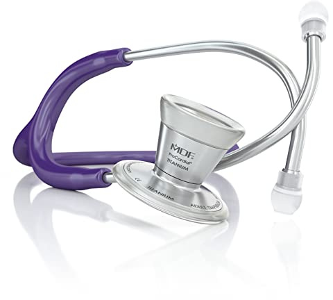 MDF Instruments ProCardial Stéthoscope de Cardiologie Léger en Titane, Adulte, Pavillon Double, Tubulure Violet, Garantie de 30 Ans, Pièces de Rechange Gratuites à Vie (MDF797T08)
