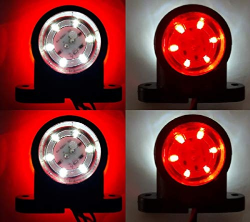 4 x 12 V 24 V LED rosso, bianco, luci di posizione laterale, lampade per camion, rimorchio, telaio, van, camper, bus