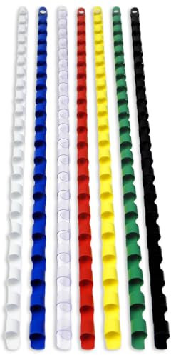 RAYSON Kunststoff-Bindekämme, 20 Blatt, 21-Ring, 6 mm, Mehrfarbige, A4, Packung mit 100 Stück