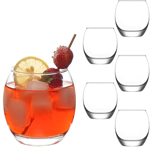 lav Lot de 6 verres courts en verre transparent de 400 ml pour cocktails, fabriqués en Europe