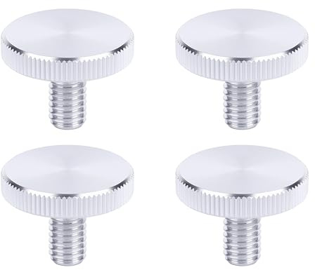PrecisionGeek Aluminium Rändelschrauben M6 × 10 mm – Natur – Ø20 mm Kopf – Set mit 4