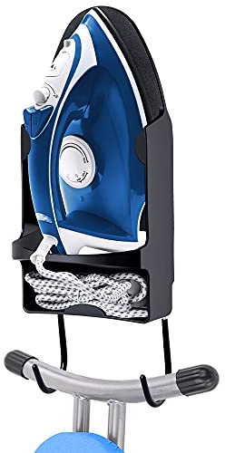 Pensino Ironing Board Hanger Wall Mount Ironing Holder Heat Resistant Iron Hanger with Iron Board Rack for Max 5 Inch Width (Black)