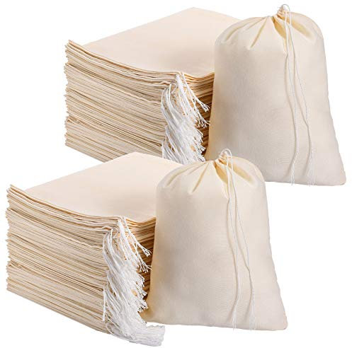 Pangda 100 Stück Baumwollbeutel mit Kordelzug für Aufbewahrung, Tee, Gewürze, Seifen, Süßigkeiten, Schmuck, Hochzeitsfeiergeschenke und DIY Handwerk Heimdekoration (20,3 x 25,4 cm)