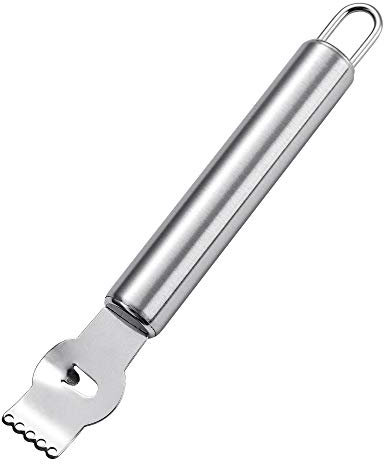 SZXMDKH Lemon Zester Peeler, Professional Lemon Zester with Canelle Knife Stainless Steel Lemon Slice for Gin Cocktails, Lime Oranges, Kitchen Tool (Stainless Steel Handle, 6.5 Inch), Silver