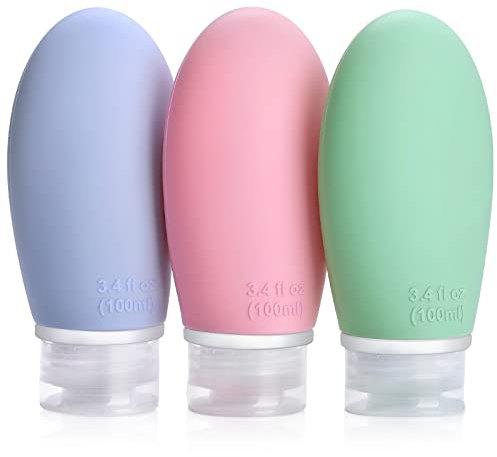 Opret Contenitori da Viaggio per Liquidi 100ml, 3 Pezzi Flaconi da Viaggio, Kit Viaggio Liquidi, Accessori Viaggio Utili per Shampoo, Liquidi and Lozione, Bottiglie da Viaggio Nessun BPA
