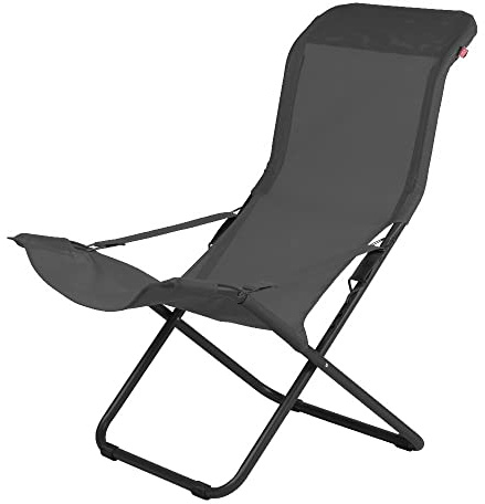 Fiam Fiesta - Anatomischer Liegestuhl, verstellbar für den Außenbereich, Gestell aus Aluminium, schwarz lackiert, Stoff Texfil Schwarz