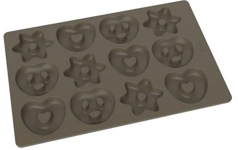 Lurch FlexiForm - Molde para hornear mini pan de jengibre, corazones y estrellas (silicona platino, 20 x 30 cm)