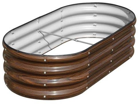 SnugNiture Galvanized Raised Garden Bed, 4x2x1ft Oval Metal Planter Box for Planting Outdoor Plants Vegetables