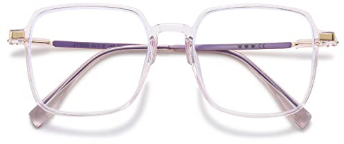 VEVESMUNDO Blaulichtfilter Lesebrille Metall Groß Stylisch Rechteckig Anti Blaulicht Lesehilfen Sehhilfe Brille für Damen Herren