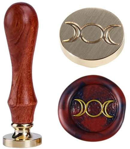 Ychostamp Tranditional dreifach Mond Göttin Wachs Siegelstempel Wiccan Vintage Sealing Wachs Stamp 25mm 0.98'' Unique Hexerei Göttin Copper Dichtung Dichtung für DIY Geschenk