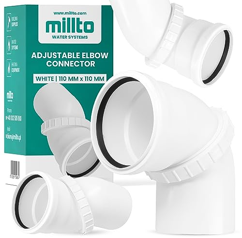Millto™ Abwasser Verdrehung Bogen 110 mm Bodenrohr Abfallrohrkrümmer Einstellbar Abflussrohr Abwasserkanalisation Winkel Kunststoff PP Anschlussstück Formstücke