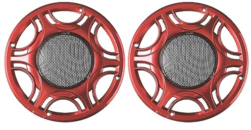 Unifizz Lot de 2 grilles de protection en métal pour haut-parleurs de voiture - Rouge - 17 cm