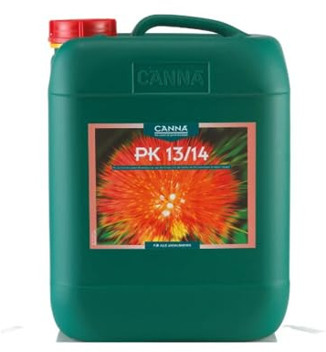 GROWMANIA Fertilizante PK 13-14 de Canna 10 L | Abono para Cultivos y Plantas Etapa de Floración Avanzada | Cogollos de Gran Tamaño