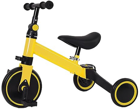 MAYMAR Homewell Baby-Dreirad, mitwachsend, Kinderkraft Fahrrad 2-in-1, mit Laufrad und Fahrtenfunktion, Geschenk für Babys, 1-5 Jahre, ohne Bremsen (04, Gelb)