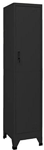 GuyAna Schließfachschrank Schwarz 38x45x180 cm Stahl SpintschräNke Spind Metall Aktenschrank Metall 339774