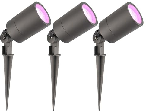 Ledvion - 3X RGBWW LED Strahler, Anthrazit, IP65, 5W, RGBWW, 2 Meter Kabel, LED Strahler, Außen Garten Spot