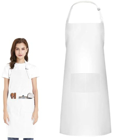hzbaiyi Apron Fashionable and Practical Adjustable Bib Chef Aprons with 2 Pockets Cooking Apron Versatile Aprons for Kitchen, Café, and BBQ Unisex Essentials Professional Quality