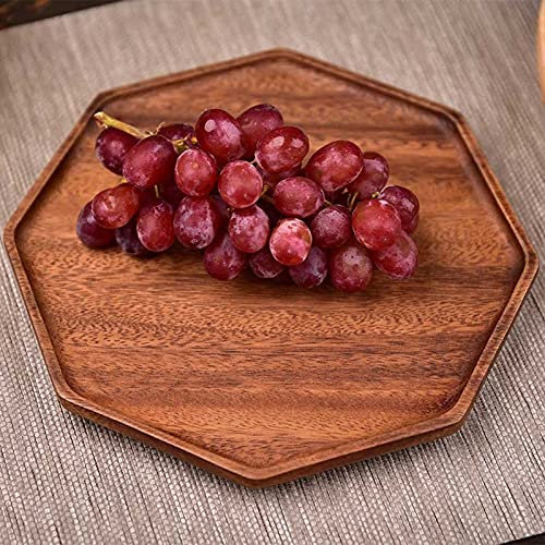 Vassoio di legno di servizio, forma ottagonale che serve il vassoio della cena della bevanda del tè che serve il vassoio dello spuntino per la prima colazione del caffè dei ristoranti domestici (25 *