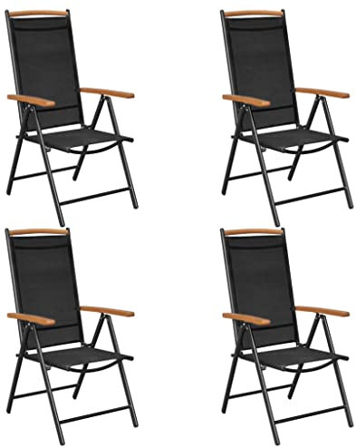 FUDUGEHMIOFWFJJ hochlehner gartenstuhl,gartenstühle hochlehner,klappstuhl Garten,Gartenstühle Klappbar 4 STK. Aluminium und Textilene SchwarzGeeignet für Garten, Terrasse, Esszimmer