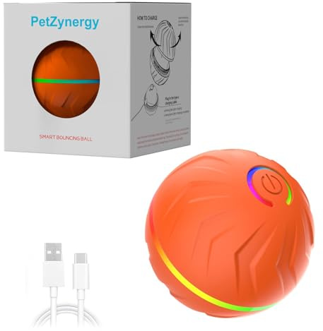 Interactive Dog Toy Ball, Rolling Ball Dog Toy | Automatisk studsande boll Pet Toy Ball | USB-uppladdningsbar hundleksaksboll, hundberikande leksaker för små och medelstora hundar i bakgård, park, trä