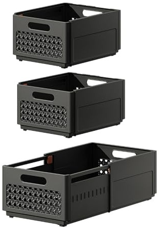 Ruspela Kleiderschrank-Schubladenboxen, Kleiderschrank-Organizer 3 Stück einziehbare Aufbewahrungsboxen, faltbar, Schrank-Organizer, Aufbewahrungskörbe, stapelbare Organisation für Schrank, Kommode