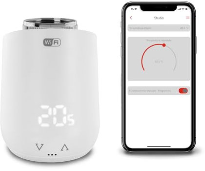 VEMER VE798100 THERMOPRO WIFI - Valvola Termostatica WiFi per Termosifoni con APP, Testa Termostatica Intelligente Smart a Batteria, Bianca