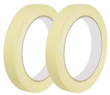 Qrity 2 Cinta de Enmascarar para Pintar, Cinta Adhesiva de 10 mm x 50 m para Pintura, Decoración, Oficina de Bricolaje, Arte, Artesanía, Amarillo