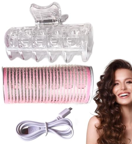 Bigodini per frangia, bigodini riscaldati USB, bigodini elettrici, autoadesivi, efficienti per tutti i tipi di capelli, soluzione termica portatile