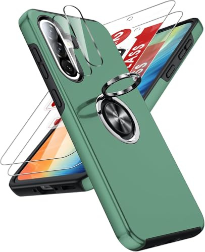 LeYi Cover per Samsung A56/A36 5G 256/128 GB con Rotante 360°, Verde Ciano | Custodia con 2 Vetro Temperato+Pellicola Fotocamera Magnetico Silicone Militare Antiurto per Samsung Galaxy A 56/A 36 5G