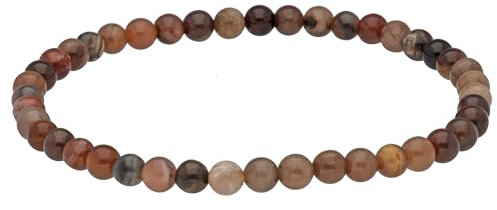 Lebensquelle Plus Mini Kugelarmband | 4-5mm | Hochwertiges Edelsteinarmband (Versteinertes Holz)