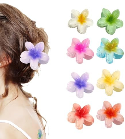 Aucuu Pinze per Capelli Fiori Clip Artiglio da Donna, 8 Pezzi Floreali Mollettone Capelli Grande, Ciappo per Capelli Antiscivolo, Molletta Fiore Hawaii,Mollettone con Fiore, Flower Hair Clips