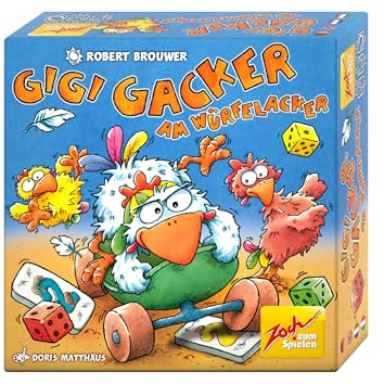 Zoch Gigi Gacker am Würfelacker - Turbulentes Würfelspiel mit Hühnern & Wurmhäppchen, Schubsen, Tauschen & Tricksen am Buffet, lustiges Familienspiel, 2-5 Spieler ab 8 Jahren