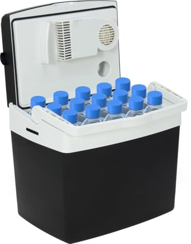 Brixy Elektrische Kühl- und Heizbox, 25L, 12V und 230V, tragbare Coolbox für Auto und Steckdose, Schwarz