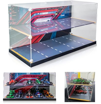 iCUANUTY Acrylic Display Case Compatible with Lego Speed Champions F1 10-in-1 Collector's Pack, Dust-Proof Display Box Compatible with Lego 77242-77251,Size:20.07×9.44×10.23 in(NOT Included The Model)