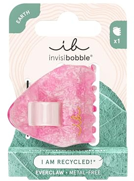 invisibobble EVERCLAW S Pink Crush (1 Stück) – Kleine Haarklammer in Marmoroptik – Stylisch & haarschonend – Haarklammer für Damen, Friseur & Alltag – Alternative zu Haarspangen & Haarklammern Gold