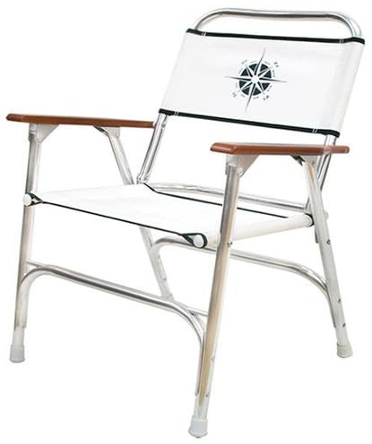 Part Synergy Replacement for GEN-1-BC-24 White Deck Chair Low Back with Compass Logo