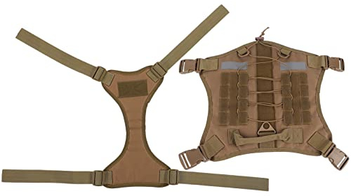 Outdoor Hundeweste Arbeitsgeschirr abnehmbares Haustierzubehör Polyester Stoff Khaki für große Hunde (XL)