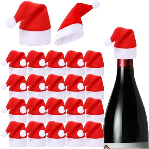 JunGG Mini Weihnachtsmützen Kleine Nikolausmütze 20er Set, Santa Hut für Weihnachtsdeko (6 * 12cm)