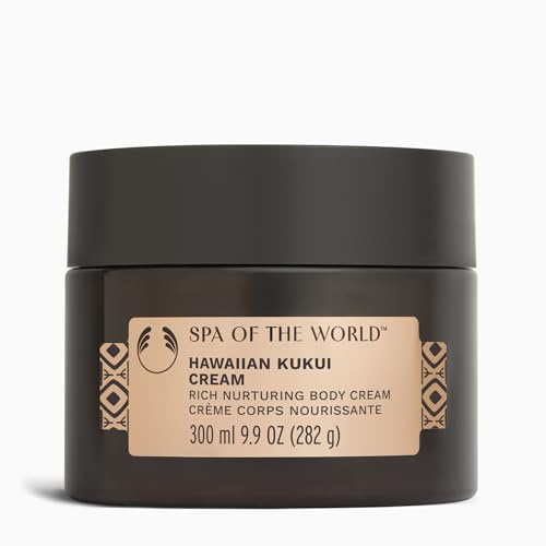 The Body Shop Spa of the World - Crema corporal hawaiana Kukui (1 x 300 ml), lujosa crema corporal con aceite de kukui, manteca de karité y aceite de nuez de Brasil, rica crema floral para una piel