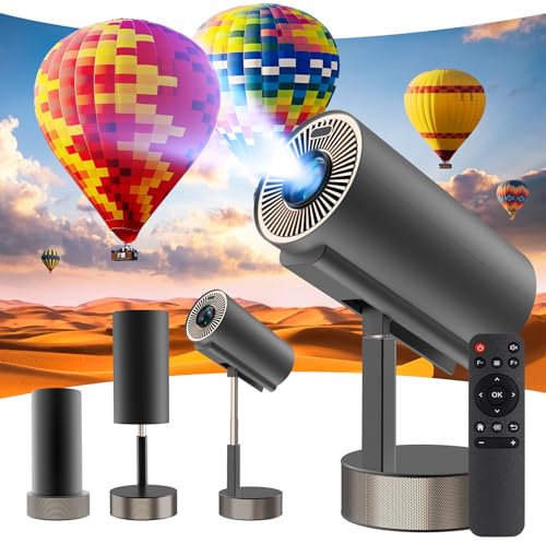 LAMA Mini Portable Projector, Liftable Projector with WiFi 6 and Bluetooth 5.3, 90° Rotation 1080P Movie Projectors with TOF Auto Focus, 200 ANSI Lumen, Video Projectors for Home Bedroom