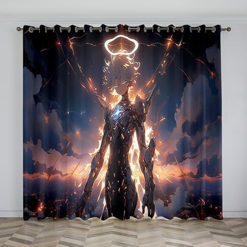 Boy Net Curtains for Windows Handsome Blackout Curtains, 3D Printed Drape Insulated Curtains, 2 Pack with Hooks, Removable and Washable for Bedroom Living Room Kitchen Pavilion