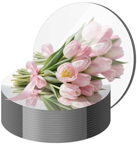 CEUQIESO 10 decorazioni da tavolo a specchio rotonde, in acrilico per decorazioni da tavolo, portacandele a specchio, per matrimoni, Natale, da parete, decorazione per feste (10 pollici/25 cm, 30 cm)