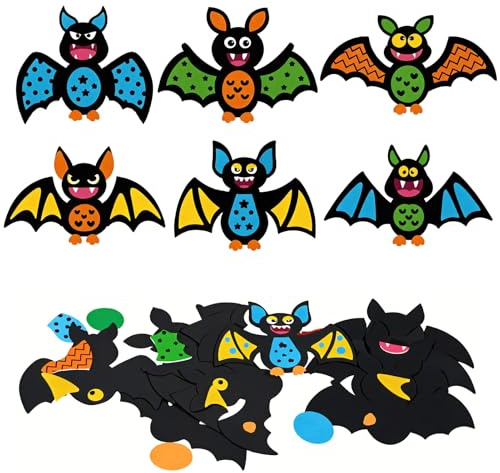 6 Stück Halloween Basteln Kinder,Halloween Deko Kinder Fledermaus Bastelset Filz Diy Aufkleber Fledermäuse Hängend Bastelsets Spiele,Lustige Cute Kunsthandwerk für Kids Geburtstag Party Spiel Gifts
